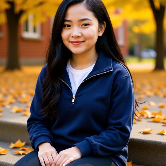 Garage Tops - Garage Navy Blue Quarter-Zip Sweatshirt